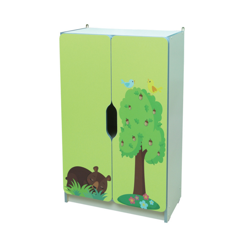 Стінка дитяча "Звірята" №2, закрита на 3 відділення, з полицями, для дидактичного матеріалу, книг, особистих речей дітей, АЛМАНТ, 600х300х950 мм.